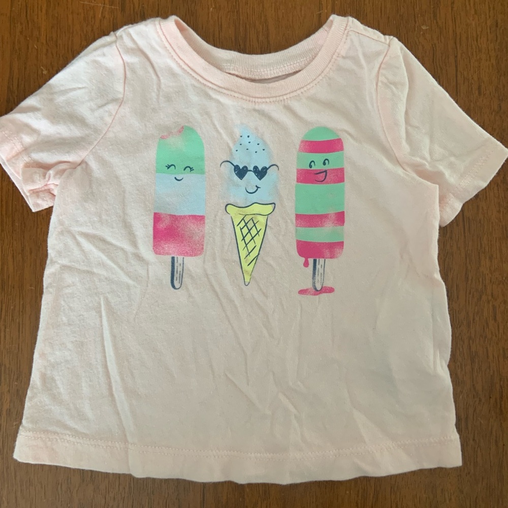 🍓3/$10 GAP Pink Short Sleeve Tee with Popsicles Graphic size 3-6m - Picture 2 of 4